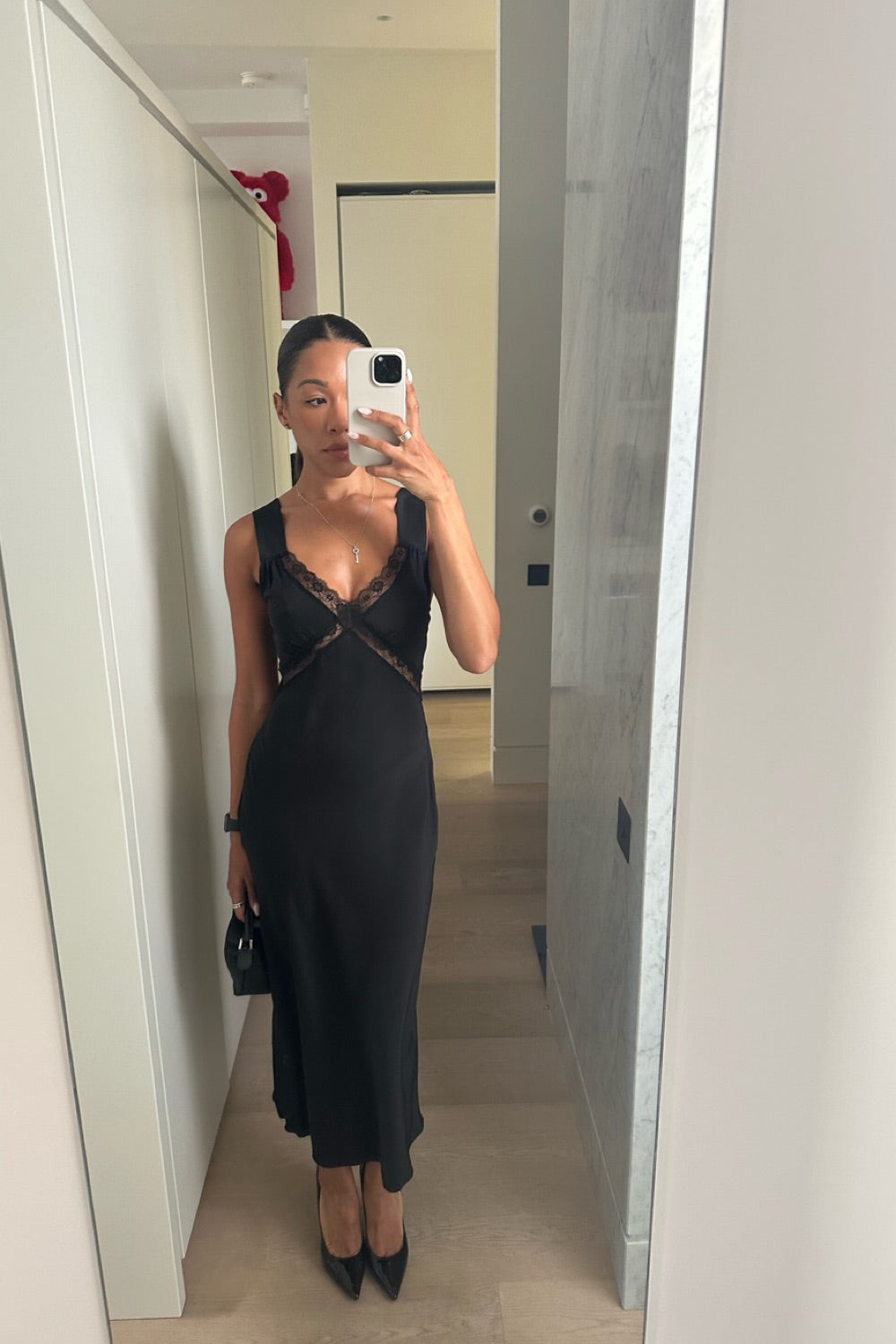 Ref Provence Silk Midi Dress in Black
