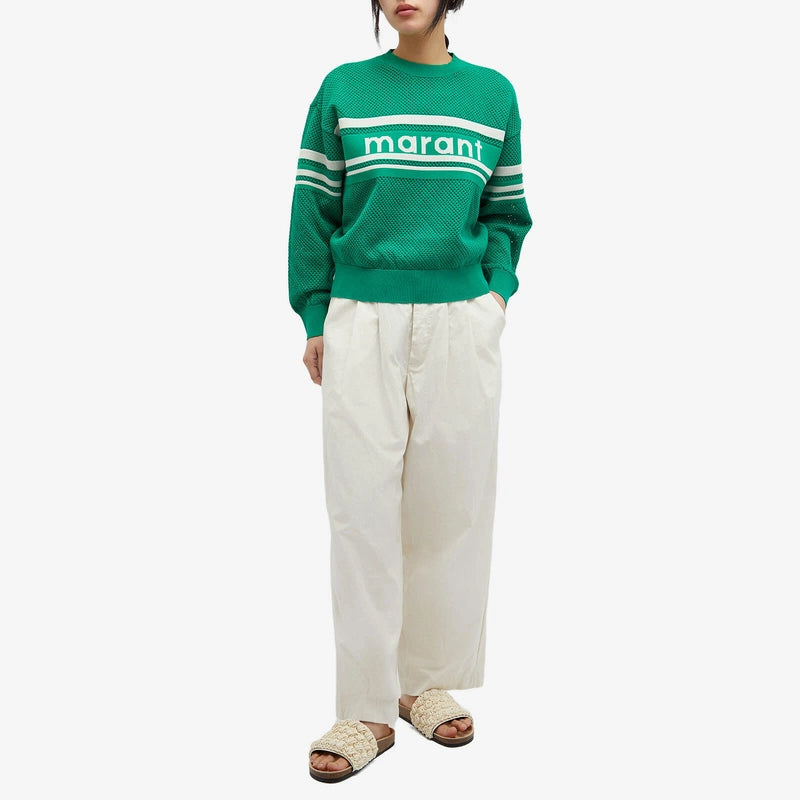 IM Arwen Emerald Cotton-Wool Blend Open Knit Sweater Pullover
