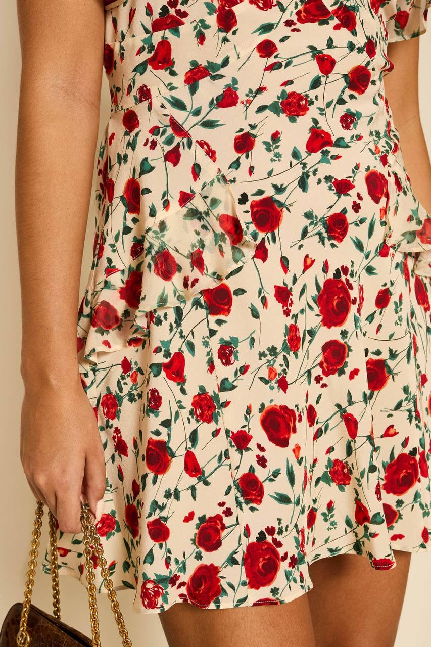 RX Sutton Flutter Sleeve Silk Mini Dress