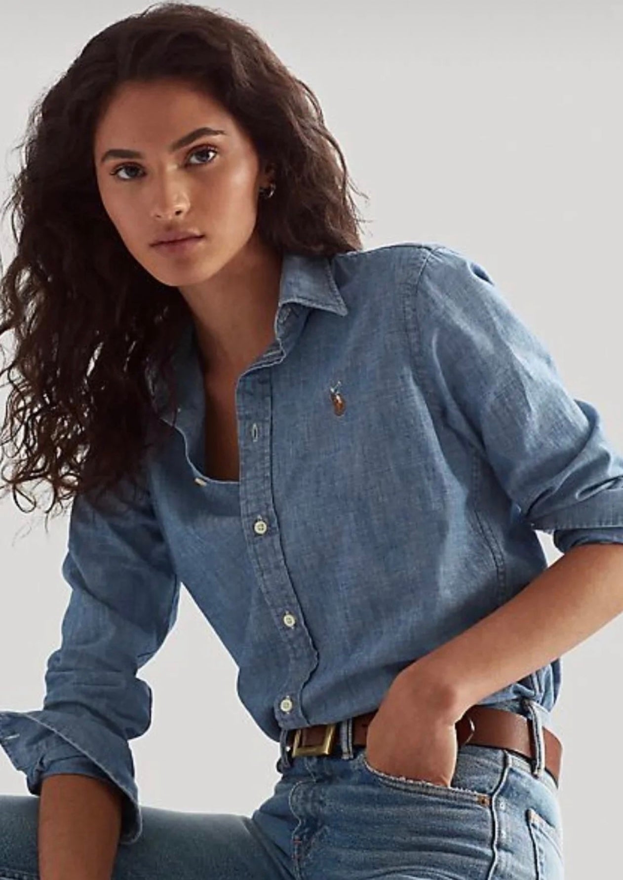 RL Classic Fit Denim Shirt in Blue Wash