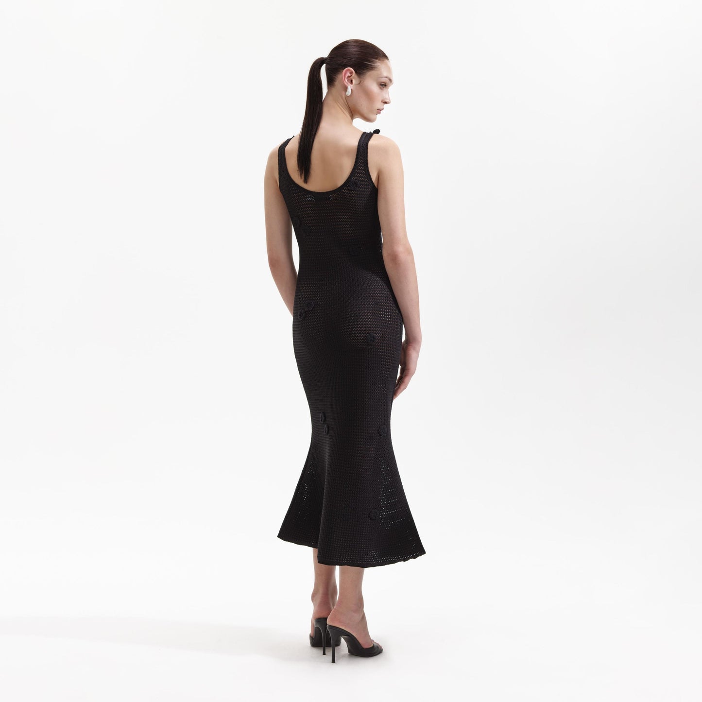 SP Black | Yellow | White Crochet Midi Dress Knit Floral