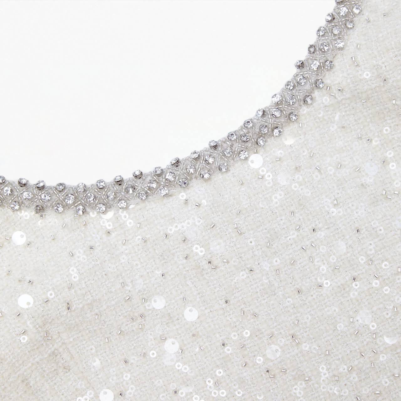 SP Cream & Blue Sequin Boucle Cut Out Mini Dress