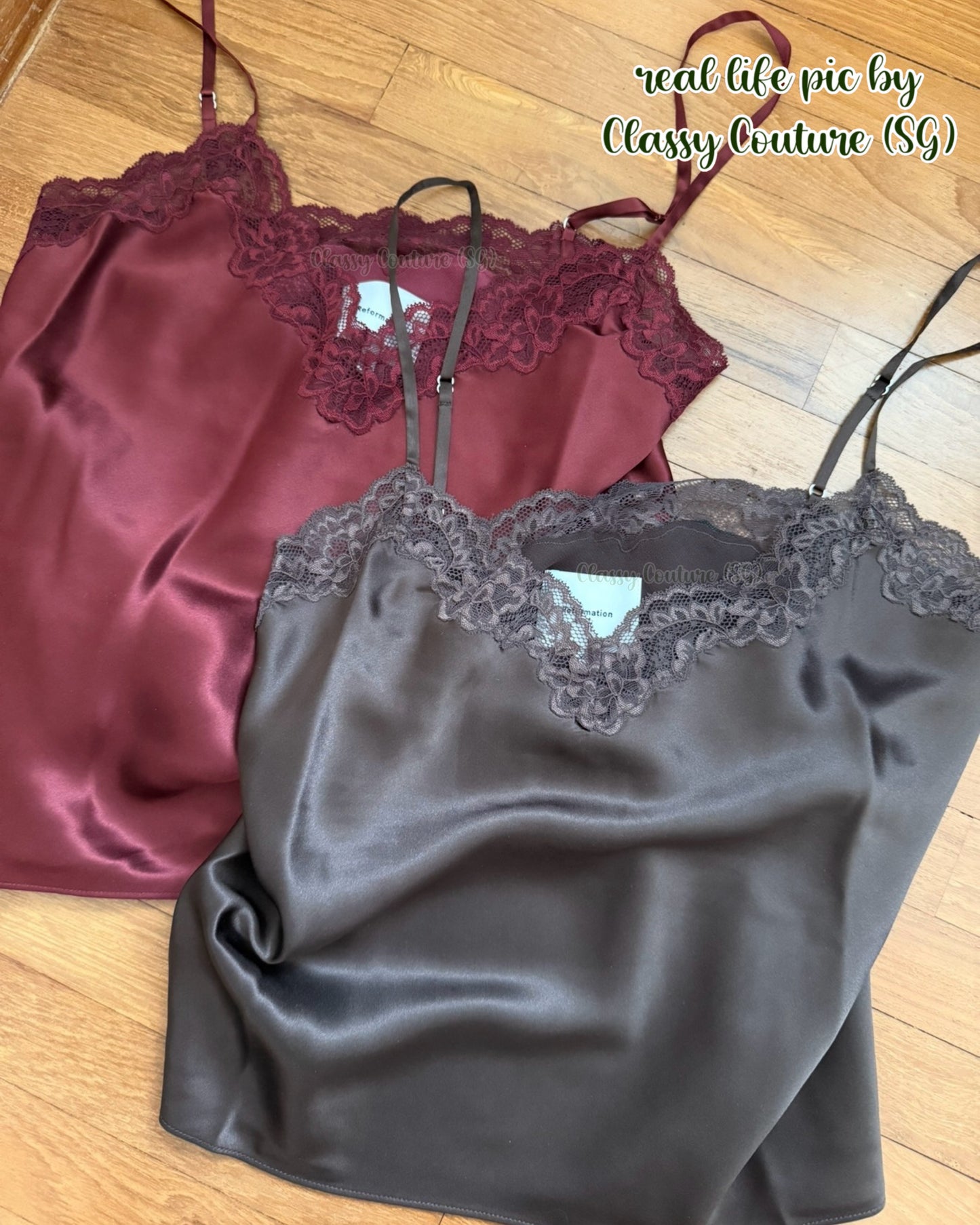 Restock! Ref Teddy Lace-trim Silk Cami Top
