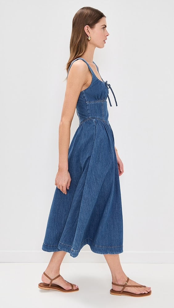 (PART 2/2) Ref Balia Midi Dress in White Linen | Parmesan Linen | Cotton Blue Denim