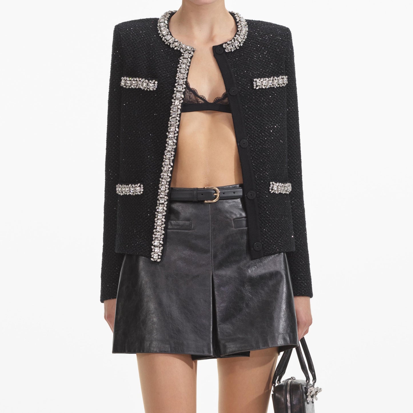 SP Cream Textured Knit Embellished Cardigan
