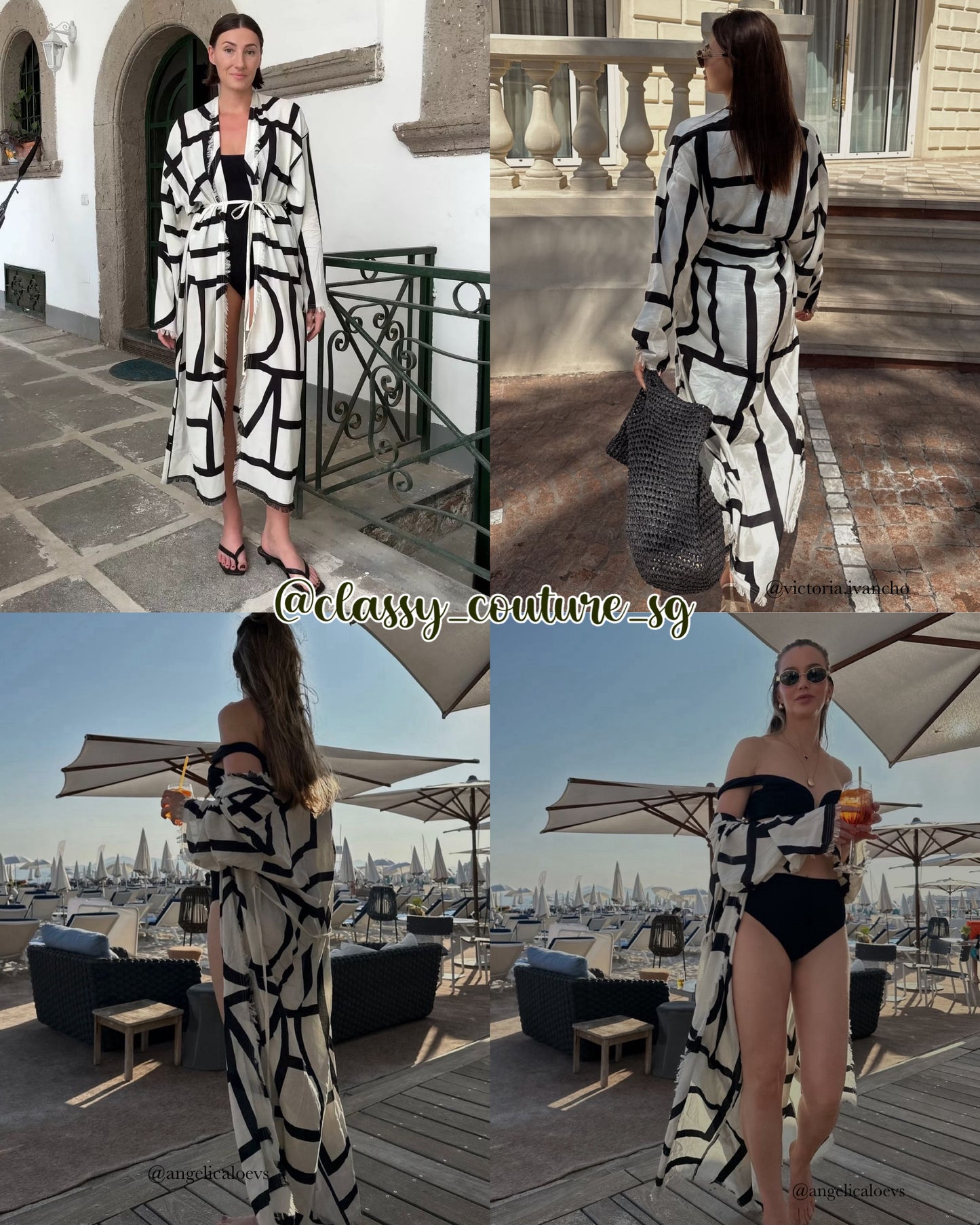 2 Colors! Tot Monogram Cotton Wrap Midi Maxi Dress | Swimsuit Coverup Robe