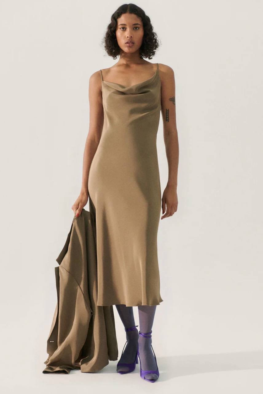 SL CDC Carrie Midi Dress - thick 30 momme matte silk