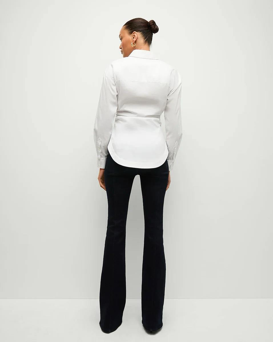VB Bosco Ruched Cotton Blend Shirt Top
