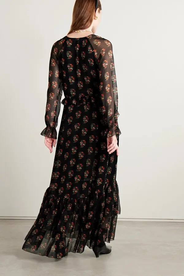 DN Saffron Floral Silk Maxi Dress