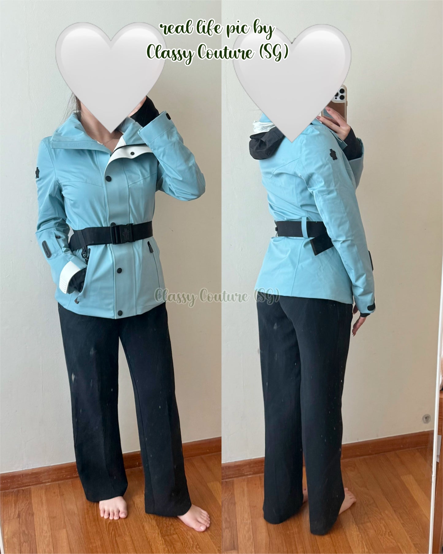 MC Hainet Belted Ski Jacket in Black & Blue