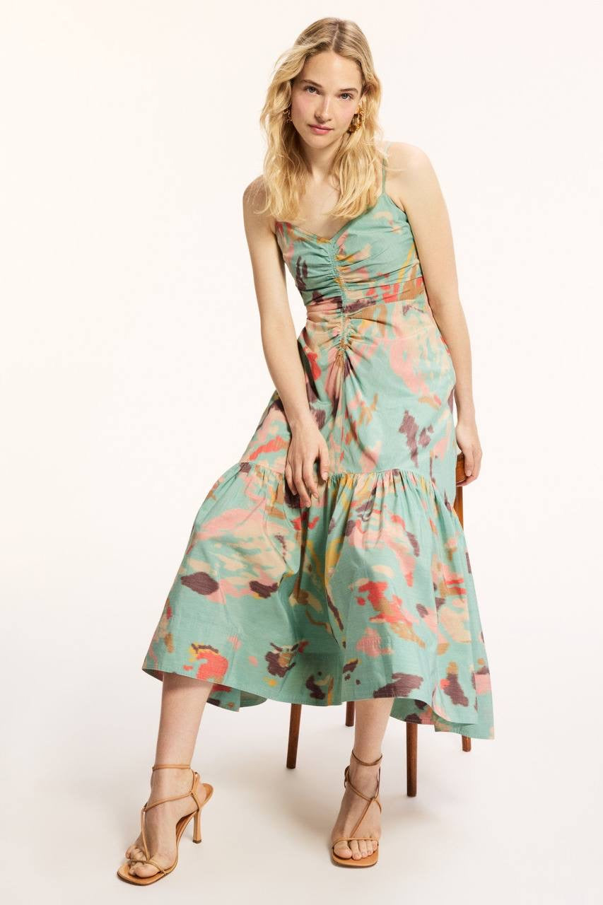2 Colors! ALC Lindsey Ruched Cotton-Blend Midi Dress