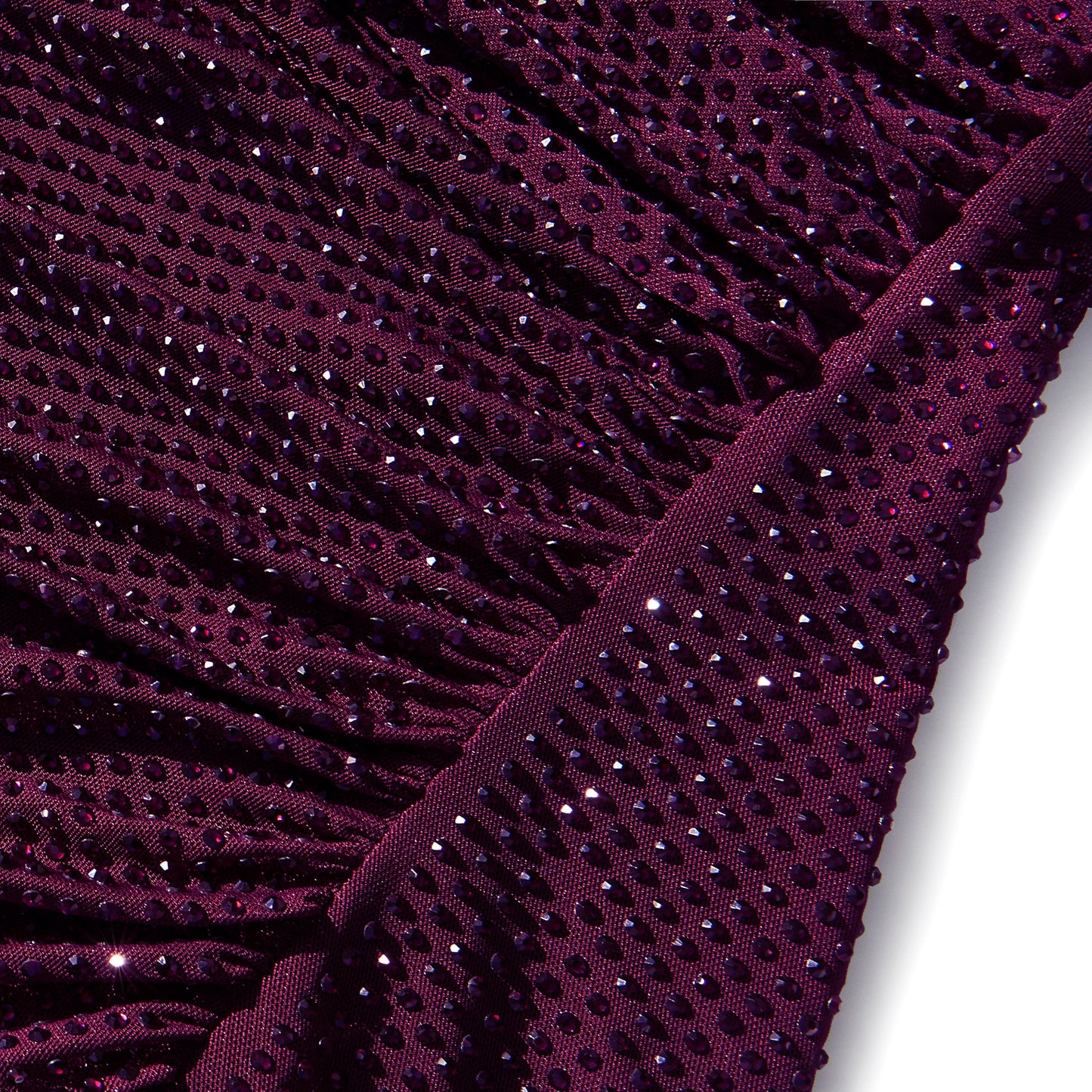 SP Burgundy | Navy Blue Rhinestone Mesh Cut Out Midi Dress