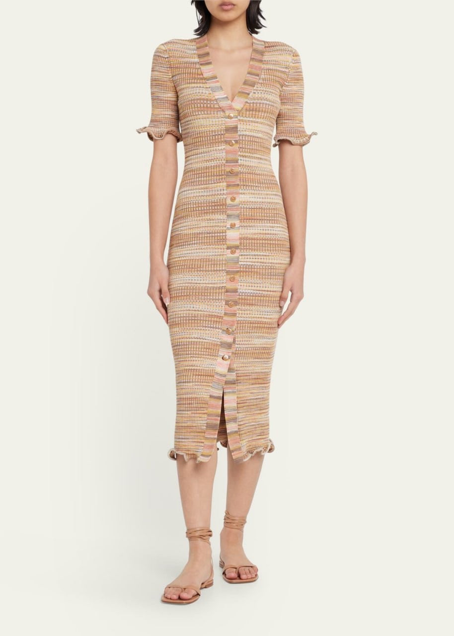 Jon Sim Joei Space-dyed Knit Lettuce-edge Midi Dress