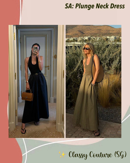 SA Plunge Neck Midi Maxi Dress