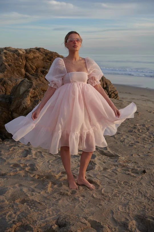 SK French Puff Midi Dress