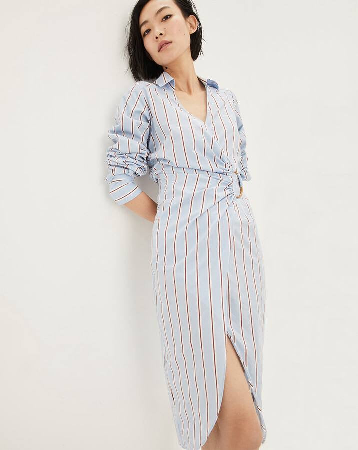 VB Afton Sheath Cotton-Blend Wrap Midi Dress