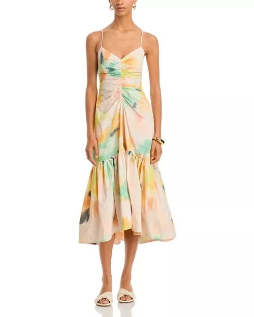 2 Colors! ALC Lindsey Ruched Cotton-Blend Midi Dress