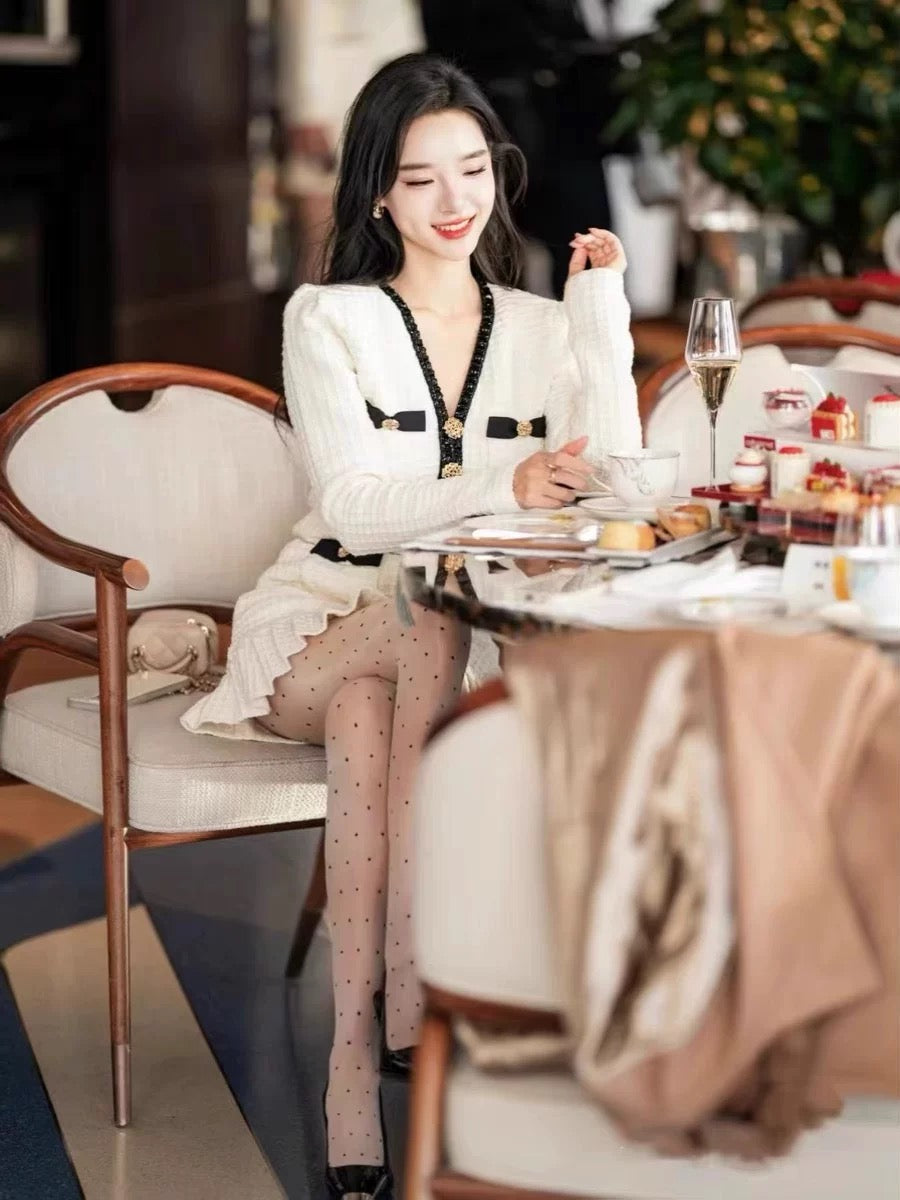 SP Cream Textured Knit Mini Dress