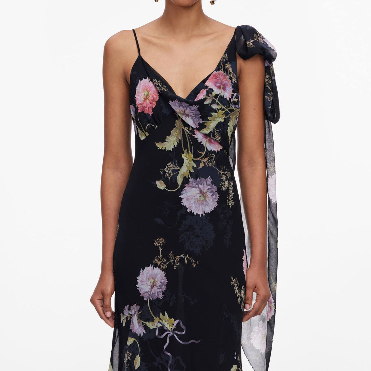 Black Floral Georgette Maxi Dress