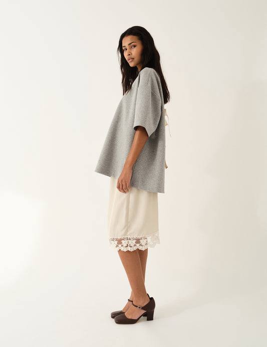 Darling Silk Slip Lace-trim Midi Skirt