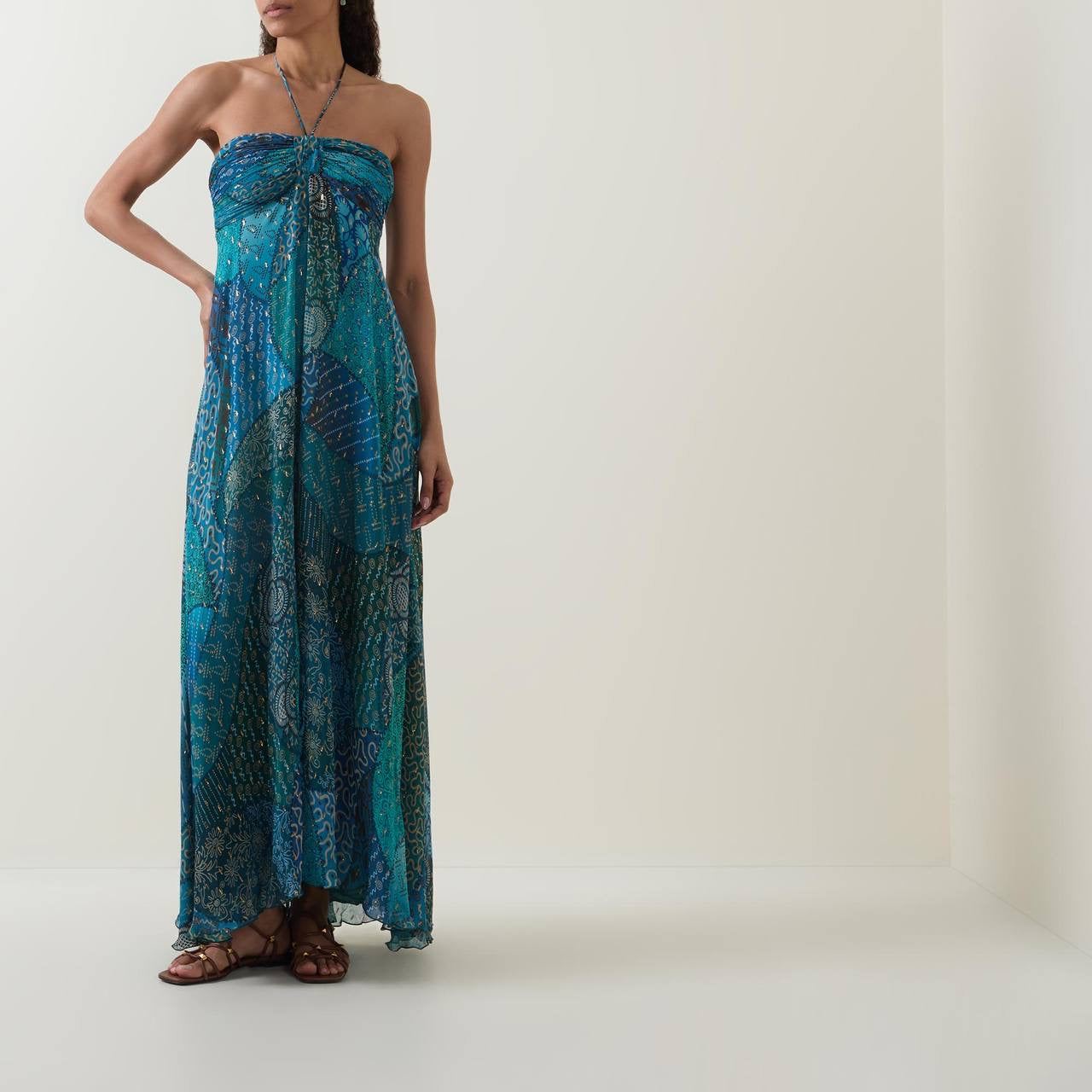 RX Samira Halter Viscose Gown Maxi Dress