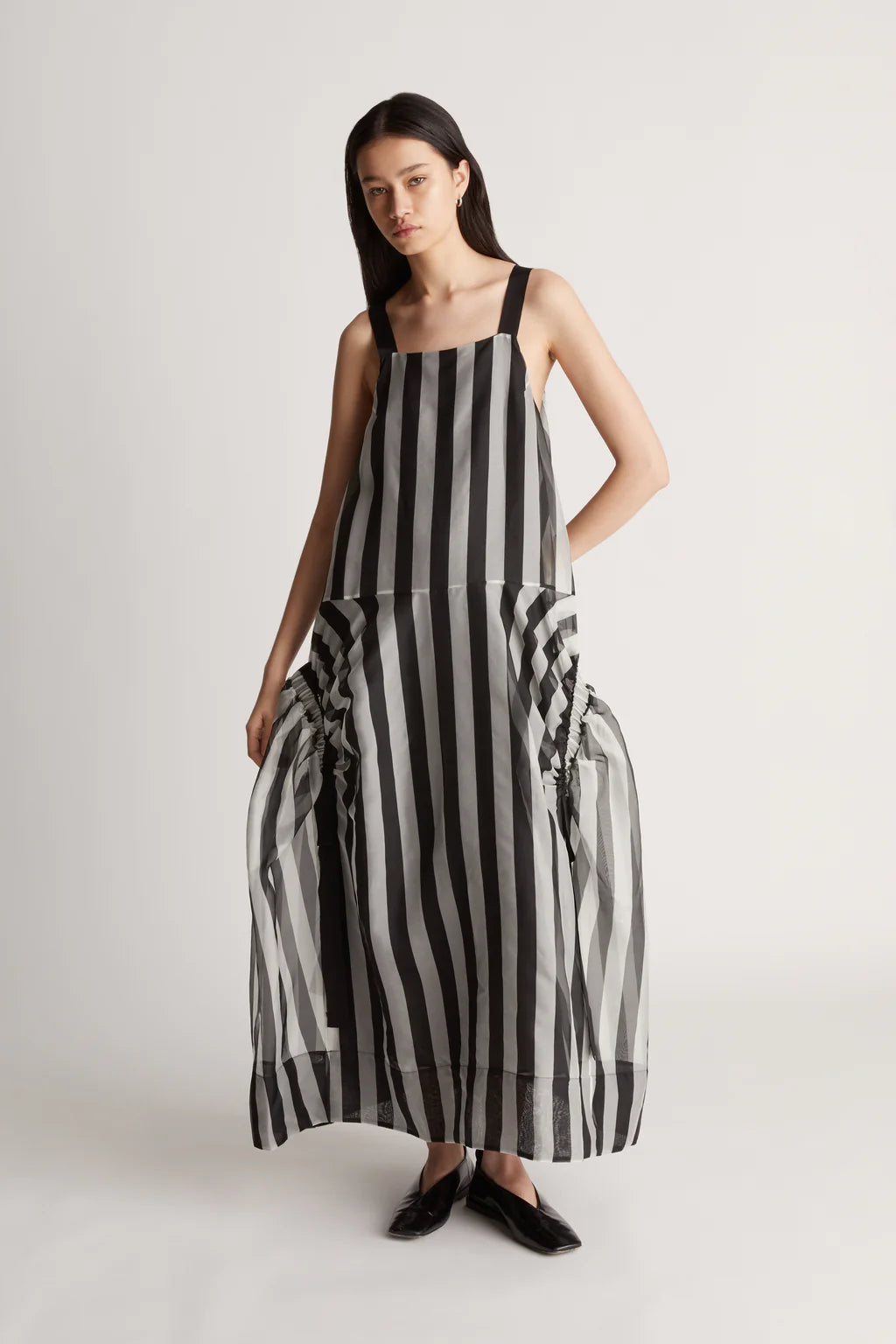 LM Marlow Silk Sheer Shirt | Apron Midi Dress