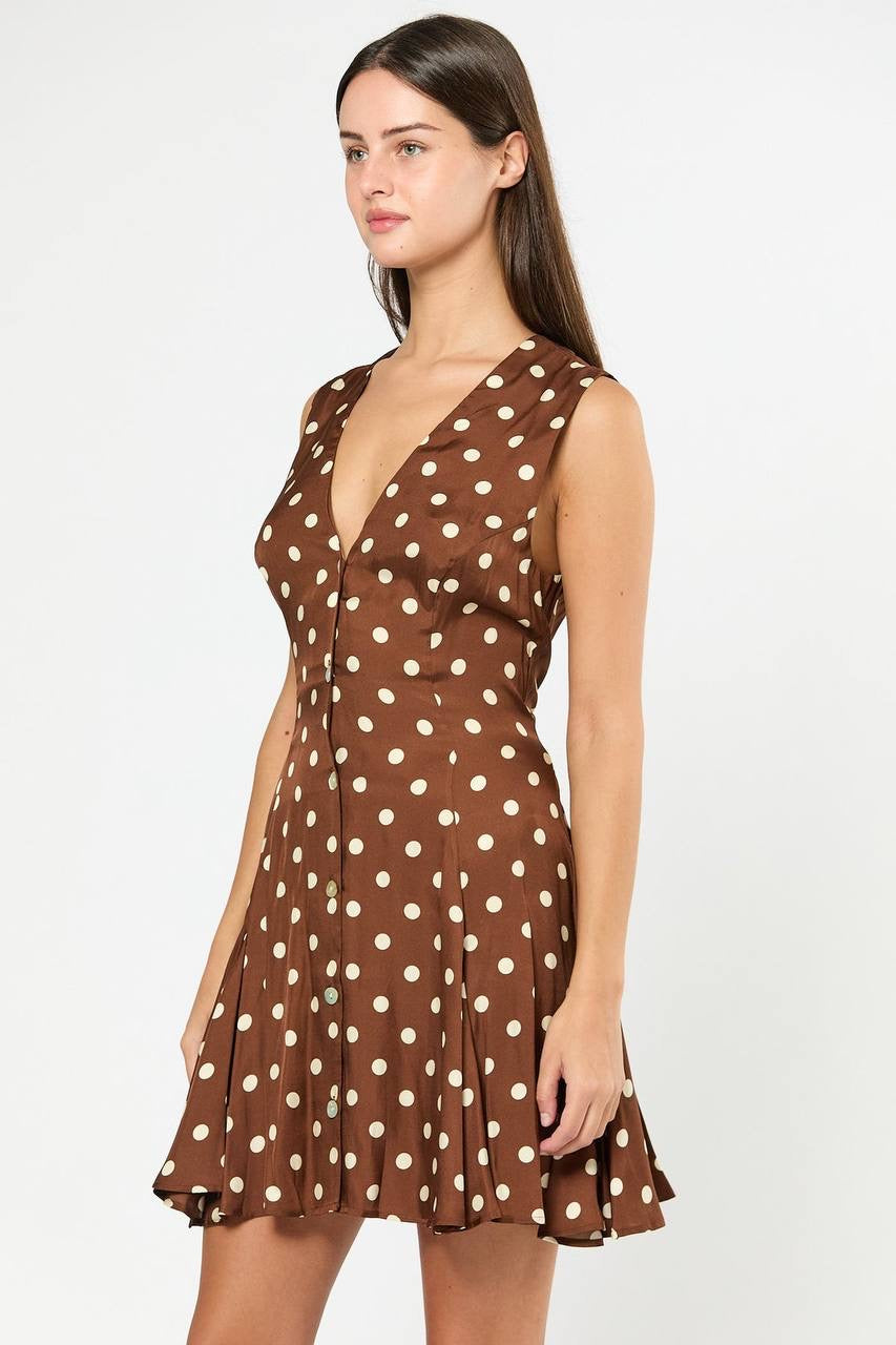 DN Aubrey Silk-Viscose Polka Dot Mini Dress