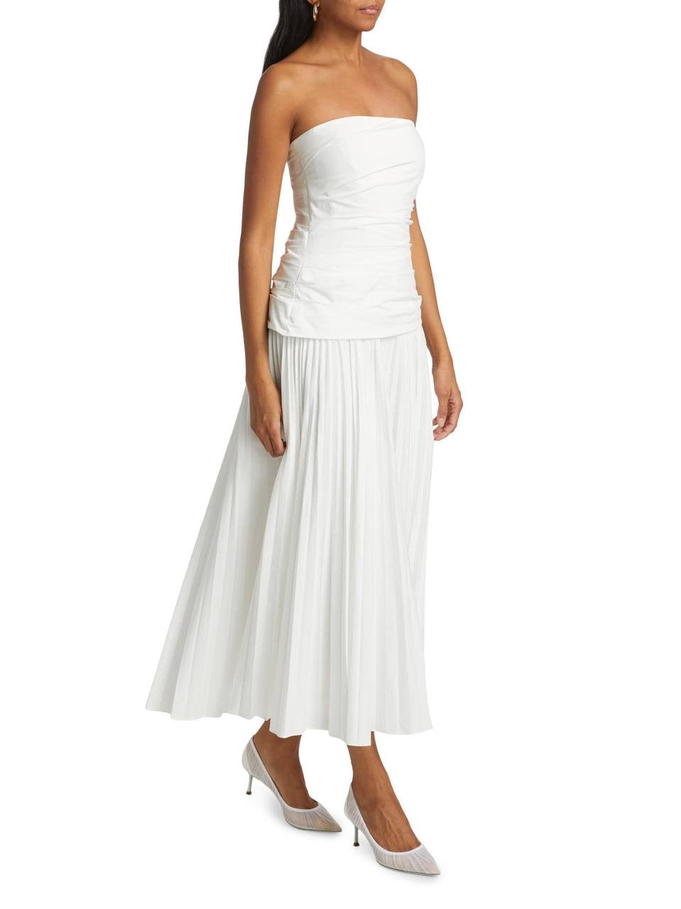SK Arie Bandeau Pleated Cotton Midi Dress