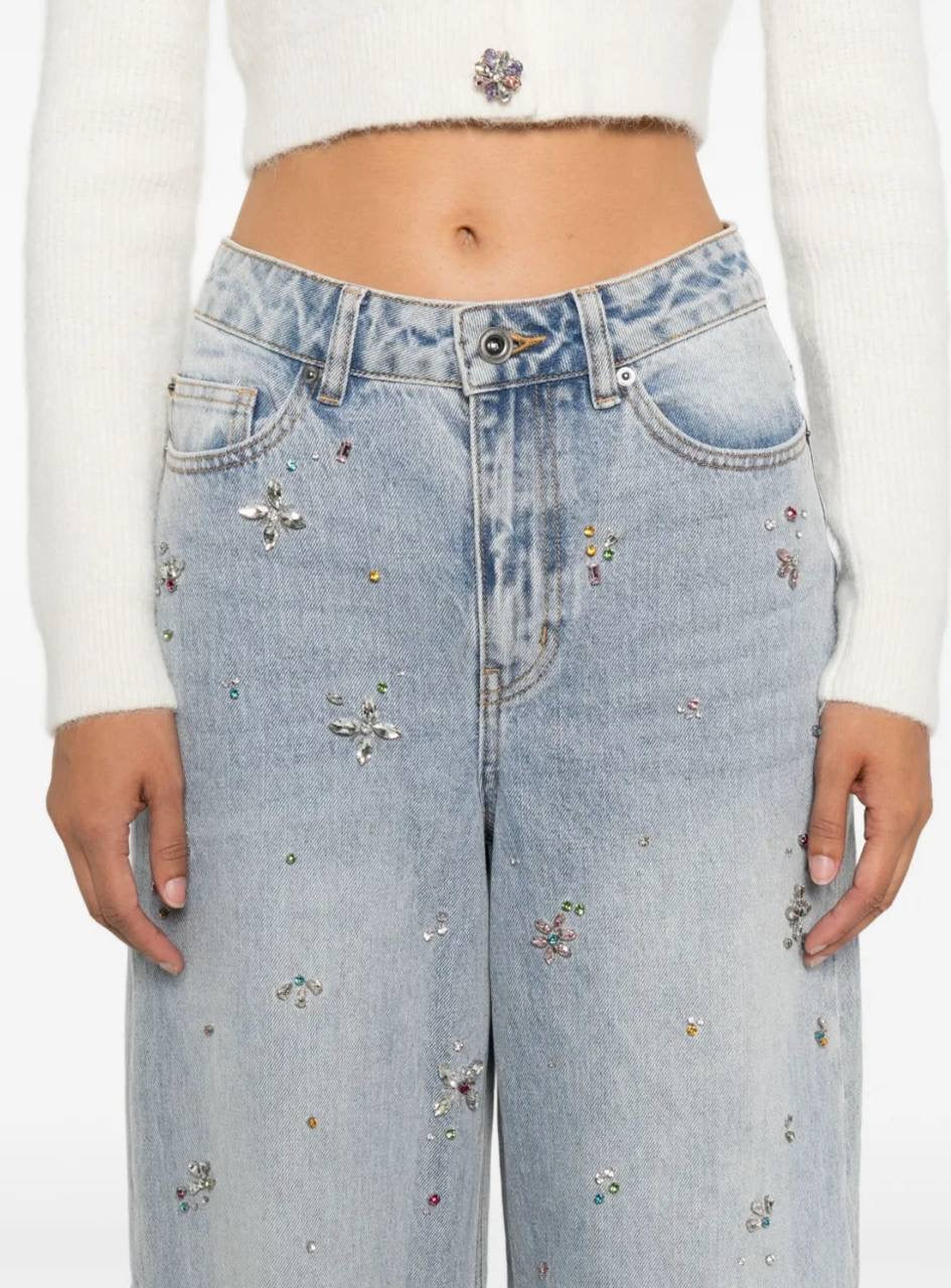 SP Embellished High Waist Jeans in Light Blue Wash