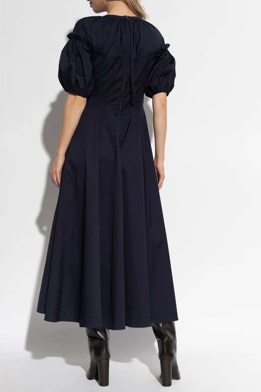 UJ Estelle Cotton Corset Midi Dress in Navy Blue