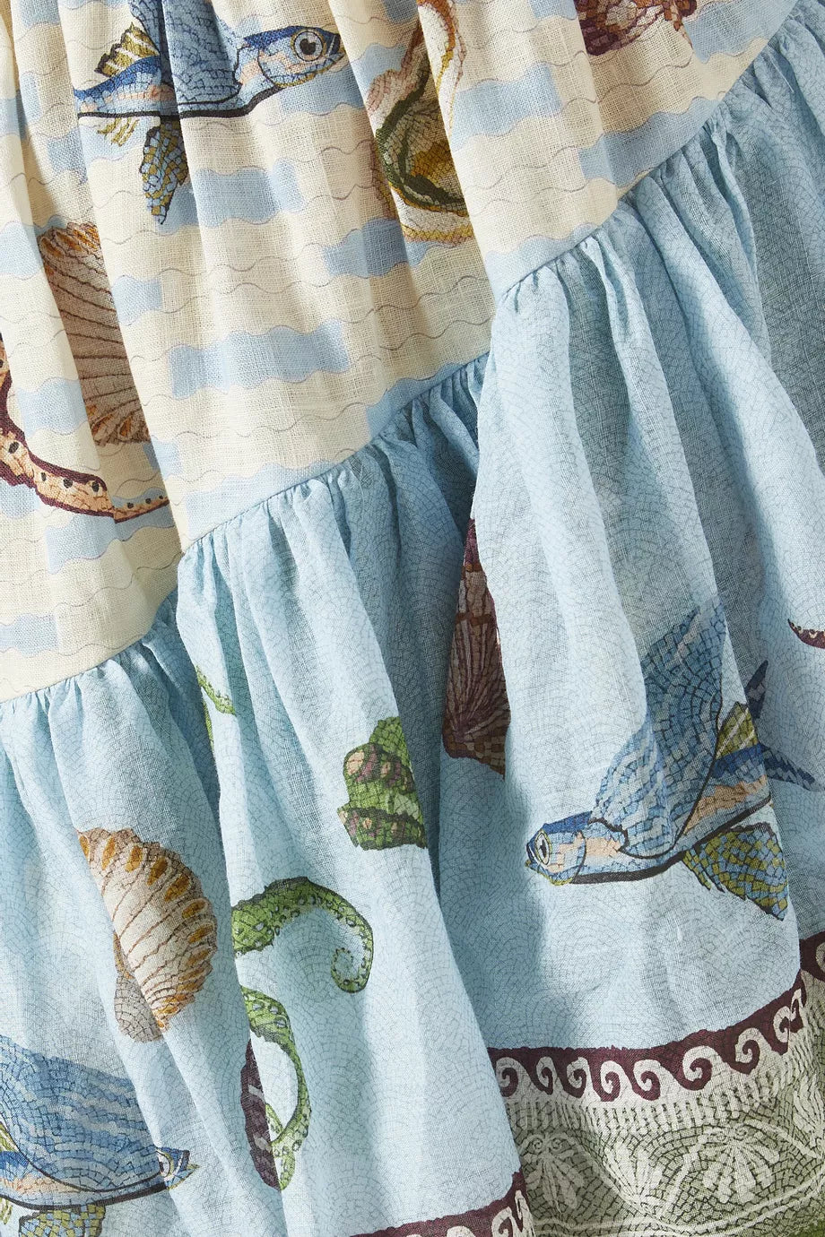 ALM Bath House Tiered Halter Linen Midi Dress