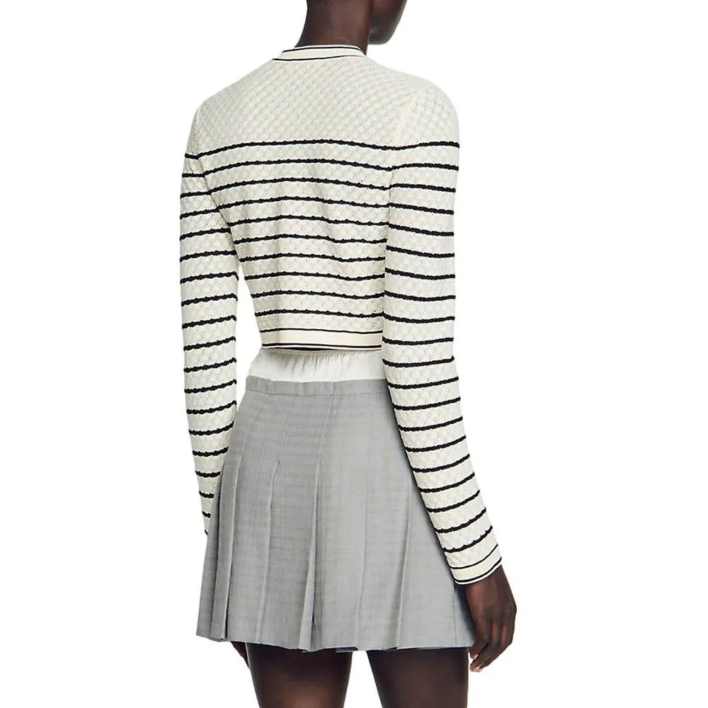 SD Molie Short Cropped Striped Cardigan Stretch-Viscose