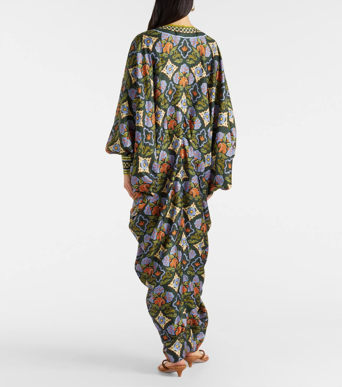 ALM Cece Floral Silk-twill Kaftan Midi Maxi Dress
