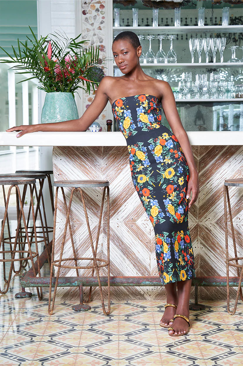 CC Leah Strapless Stretch-Viscose Midi Dress