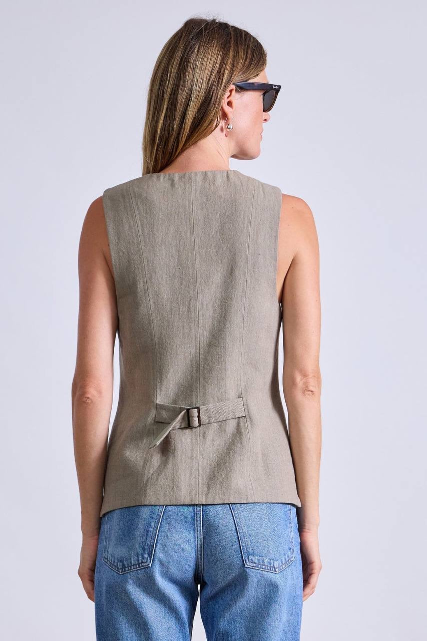 AA Helena V Neck Vest | Chi Mini Skirt | Cotton-Linen Set