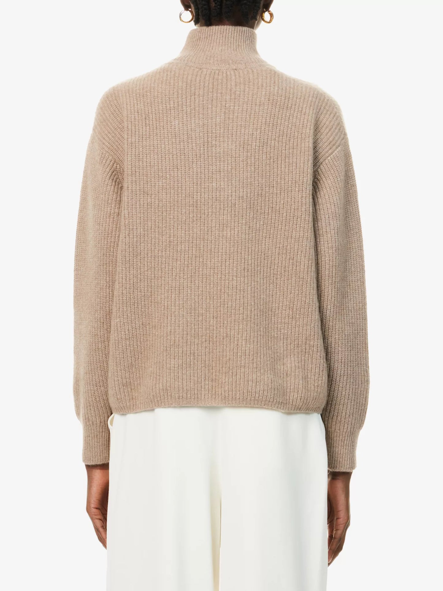 JK Cashmere Half-Zip Pullover Sweater in Undyed Stoned