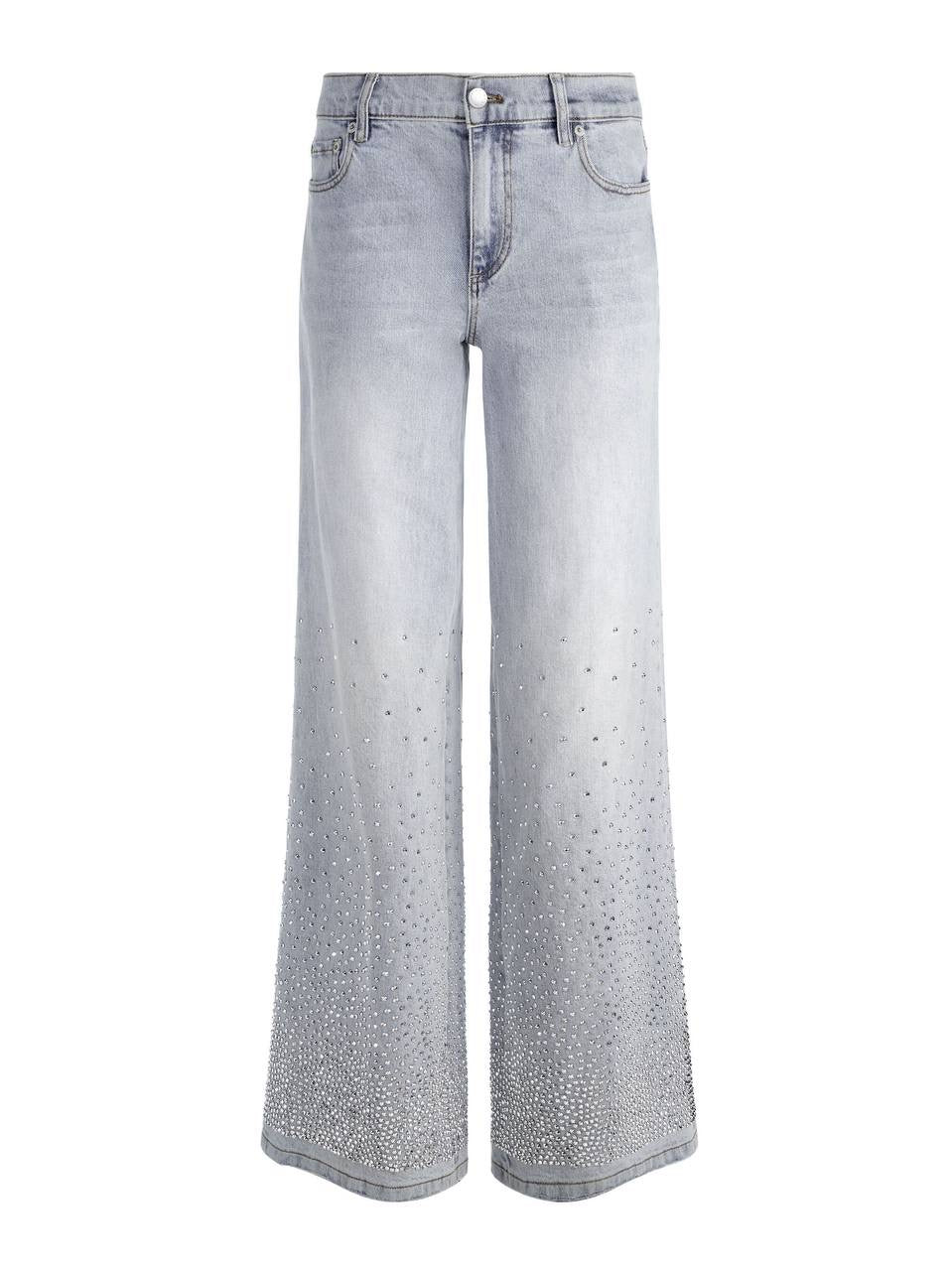 AO Amazing Embellished Low-Rise Wide Leg Jeans in Rockstar Blue