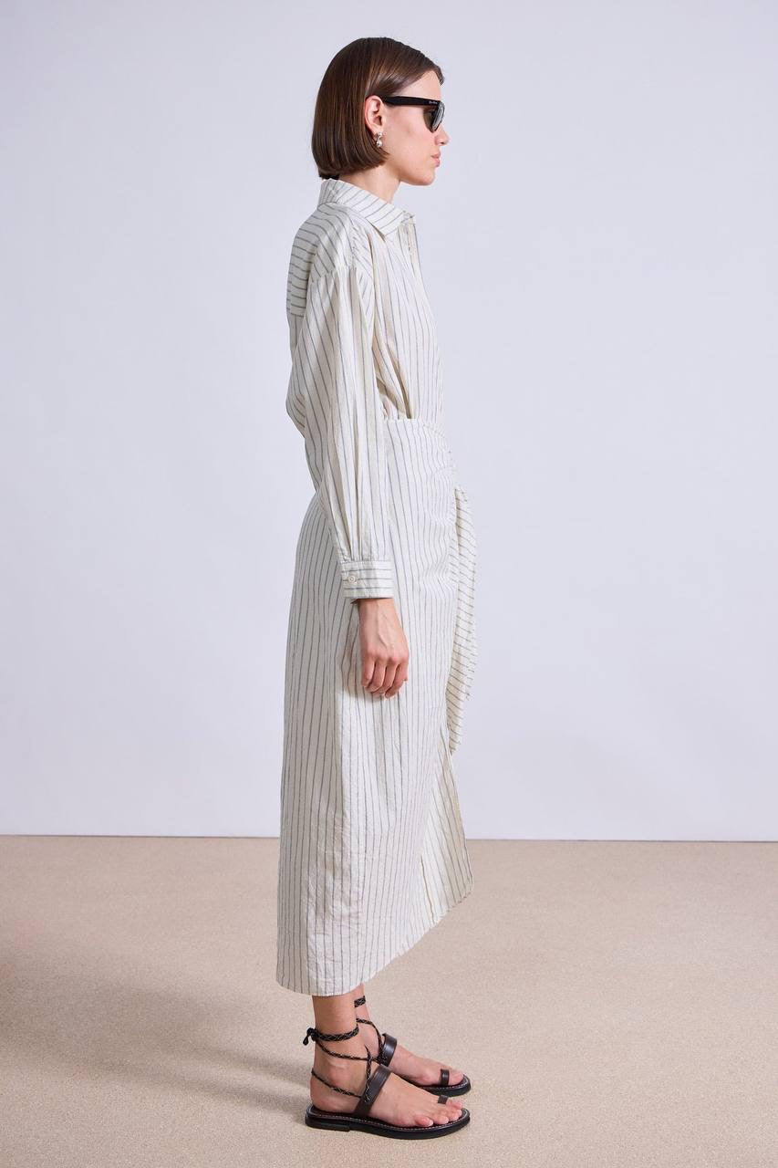 AA Alessandra Sarong Cotton Shirtdress Midi Dress