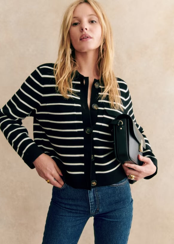 SZ Betty Cardigan in Stripes Merino Wool