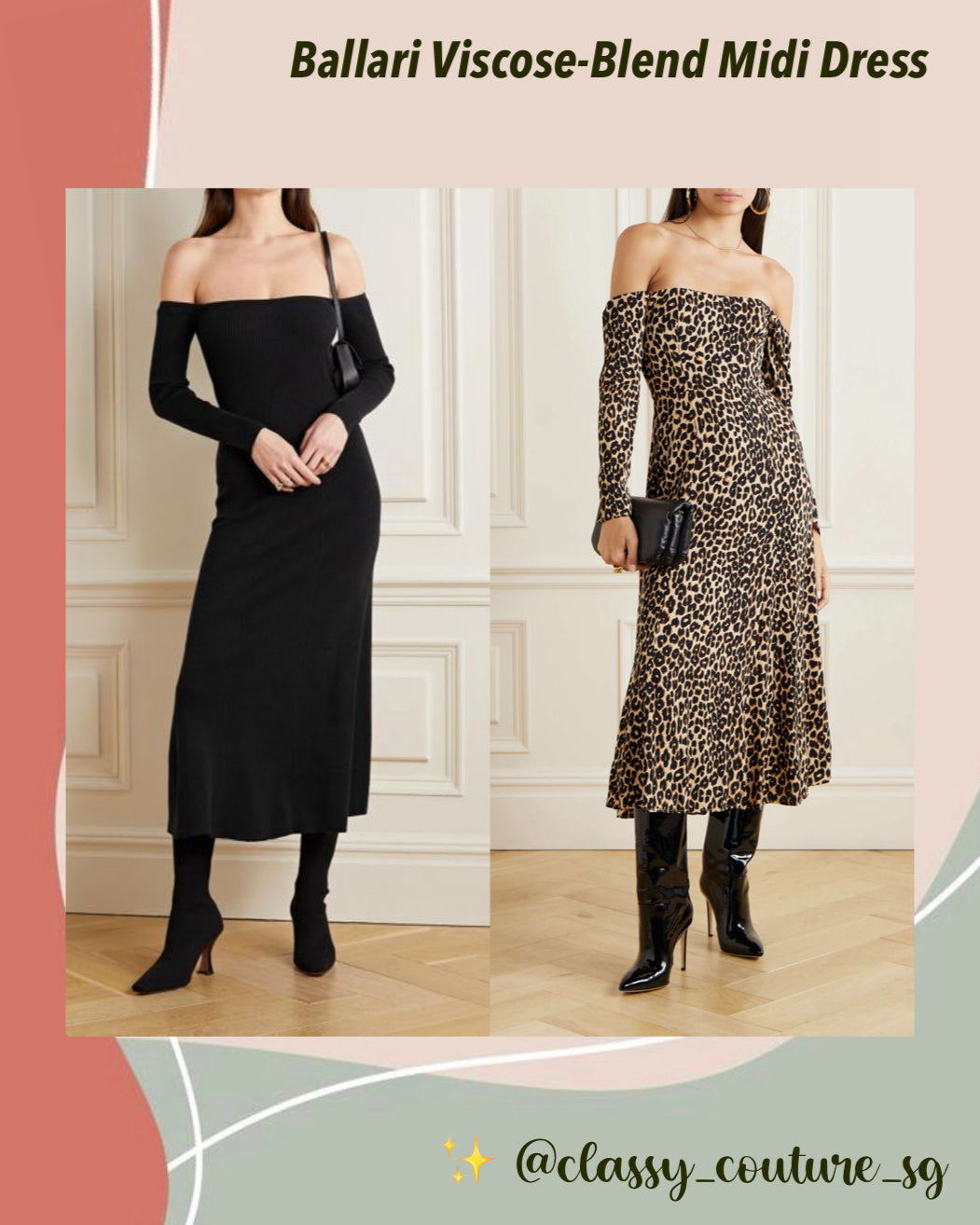 Petite sizes avail! Ballari Viscose-Blend Off Shoulder Midi Dress