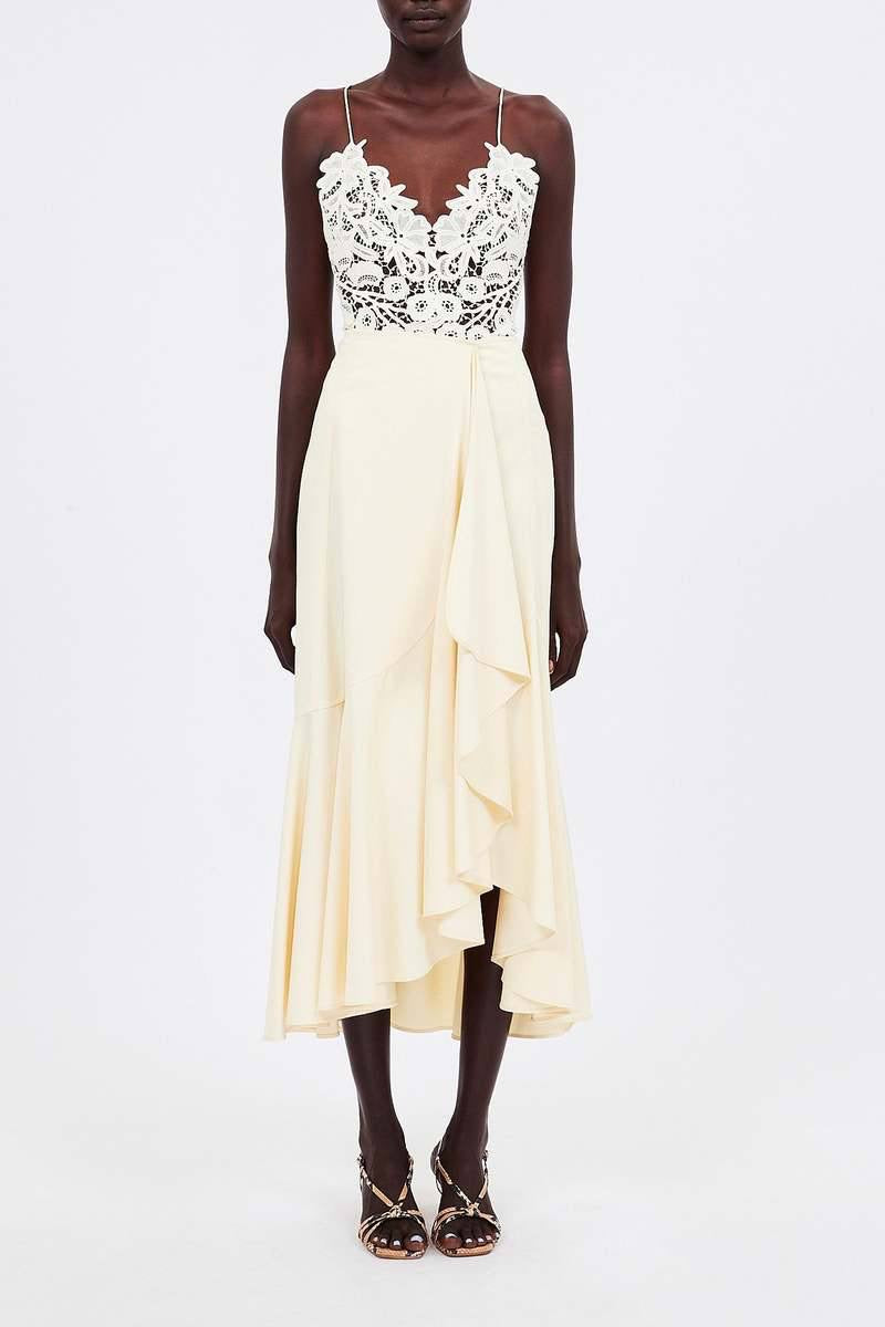 UJ Sabina Faux Wrap Cotton-Blend Midi Skirt