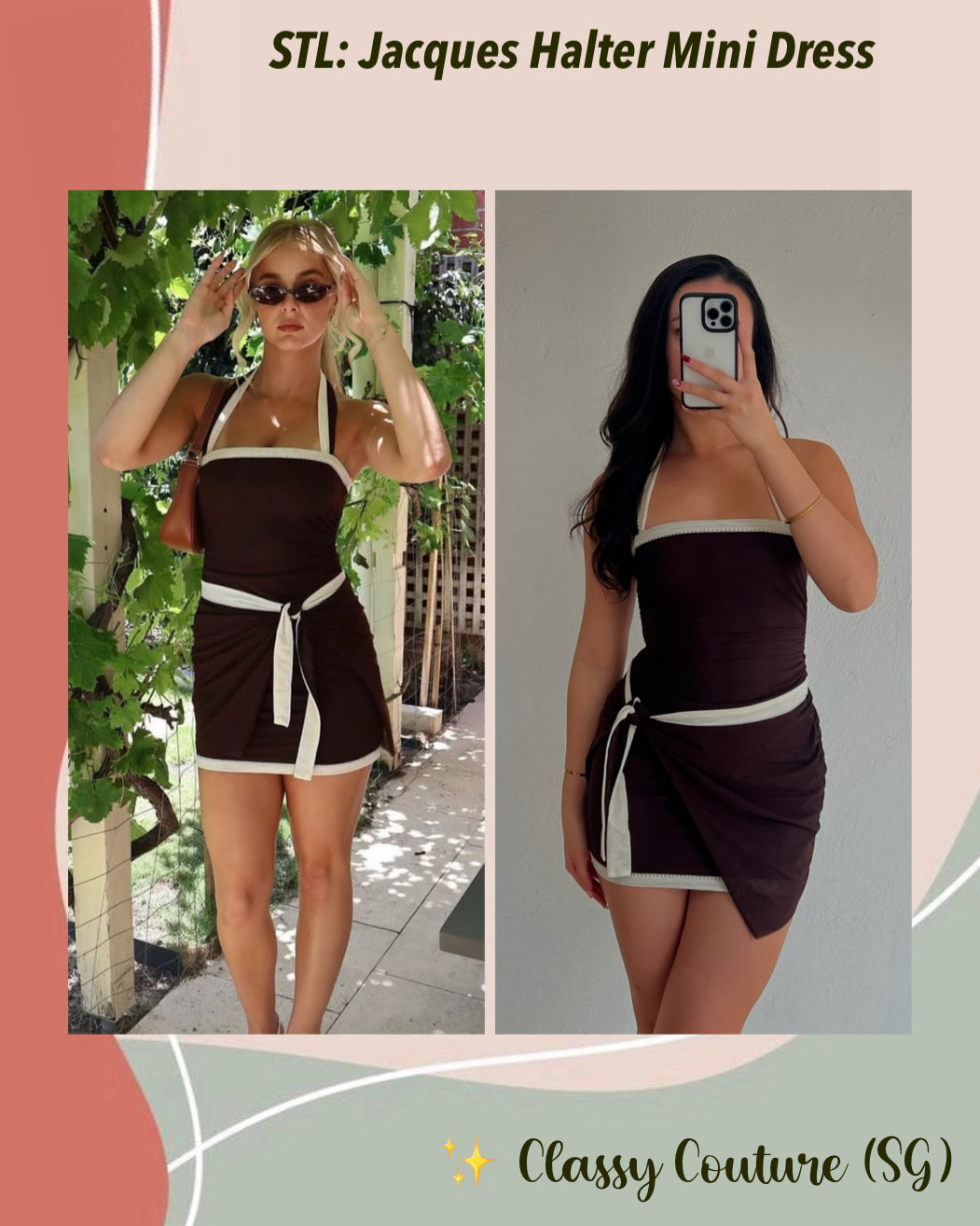 STL Jacques Halter Mini Dress in Chocolate Brown Mesh