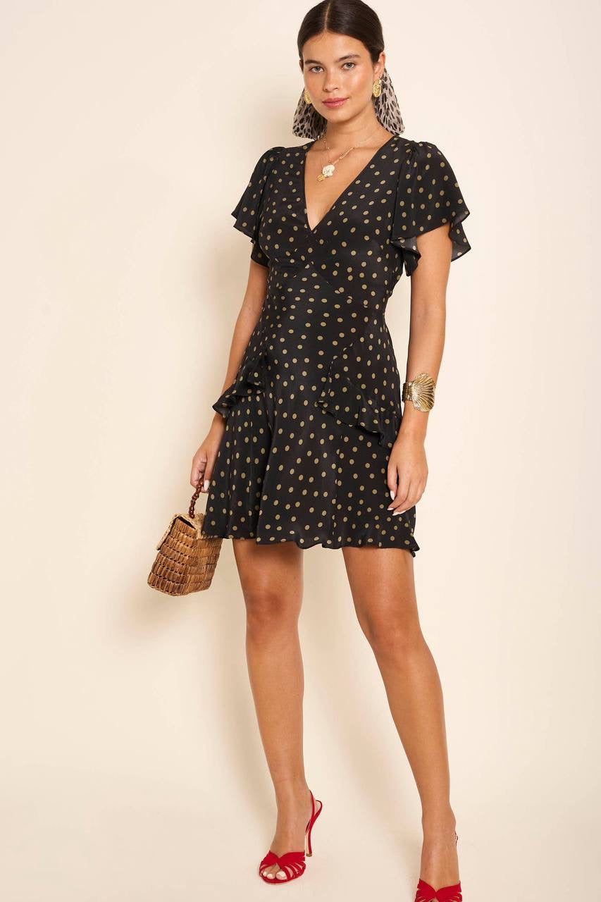 RX Sutton Flutter Sleeve Silk Mini Dress
