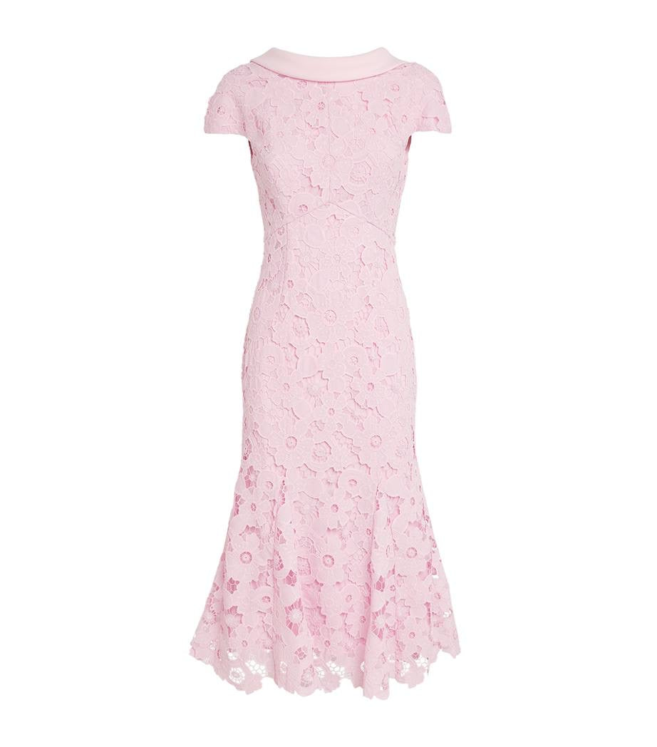SP Pink Lace Scoop-Back Midi Dress