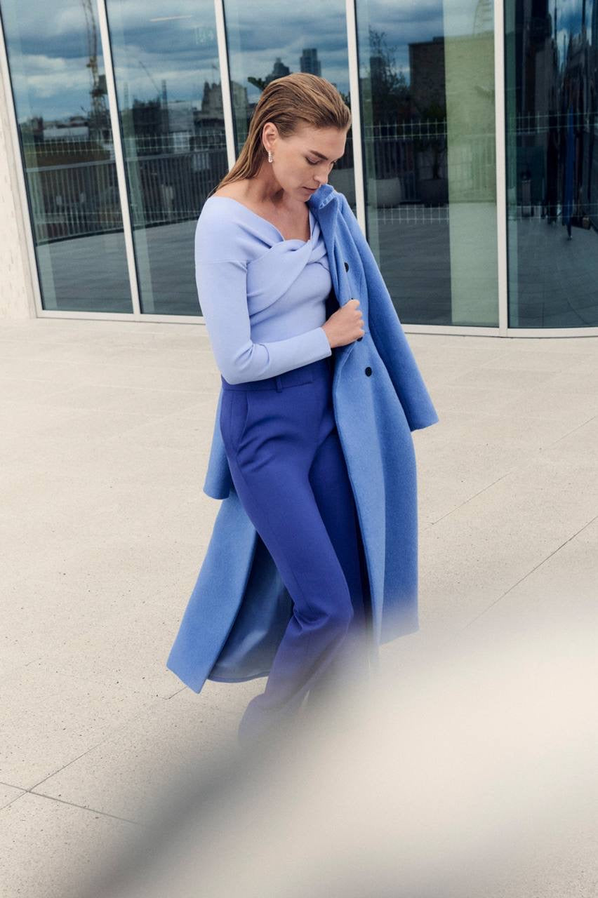 TF Sculpt Knit Lucila Long Sleeve Top in Pale Blue