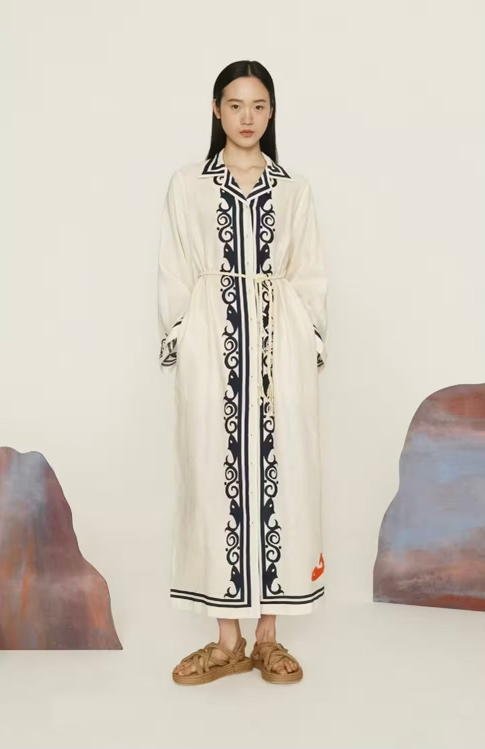 ALM Marine Linen Midi Dress Shirtdress