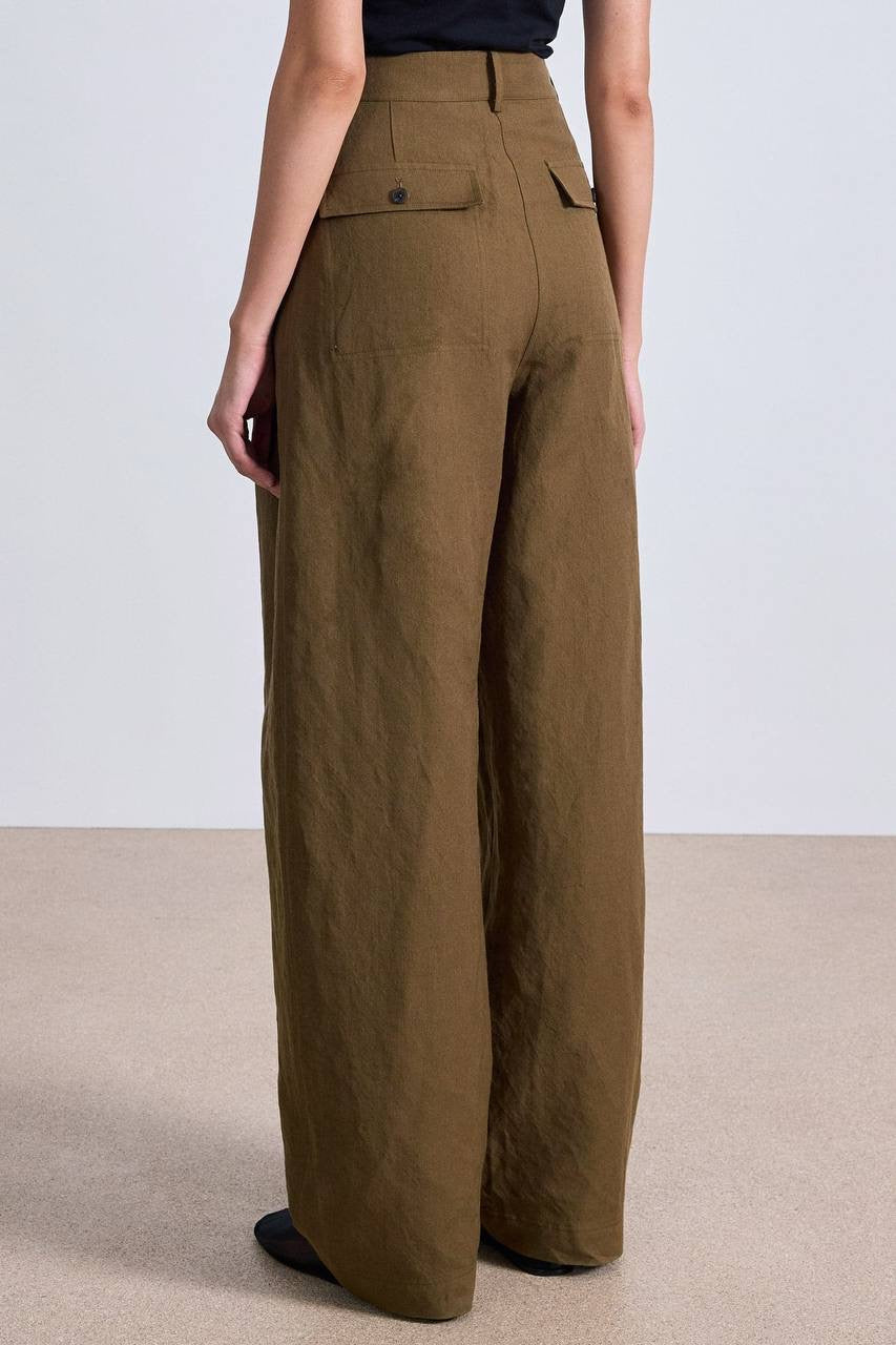 AA Mirabelle Wool-Linen High Waist Trousers Pants