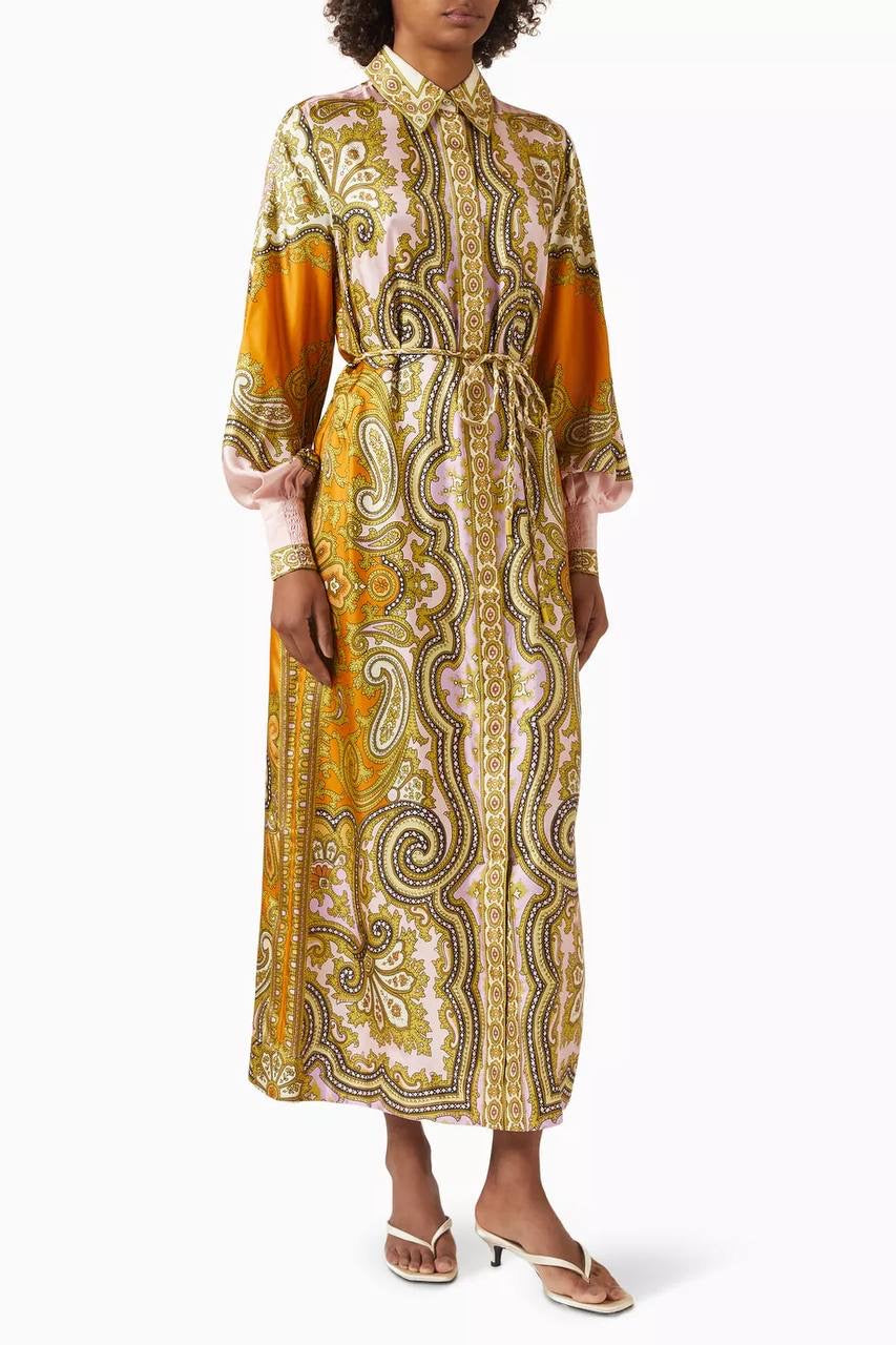 ALM Clemenza Silk Shirtdress Midi Dress