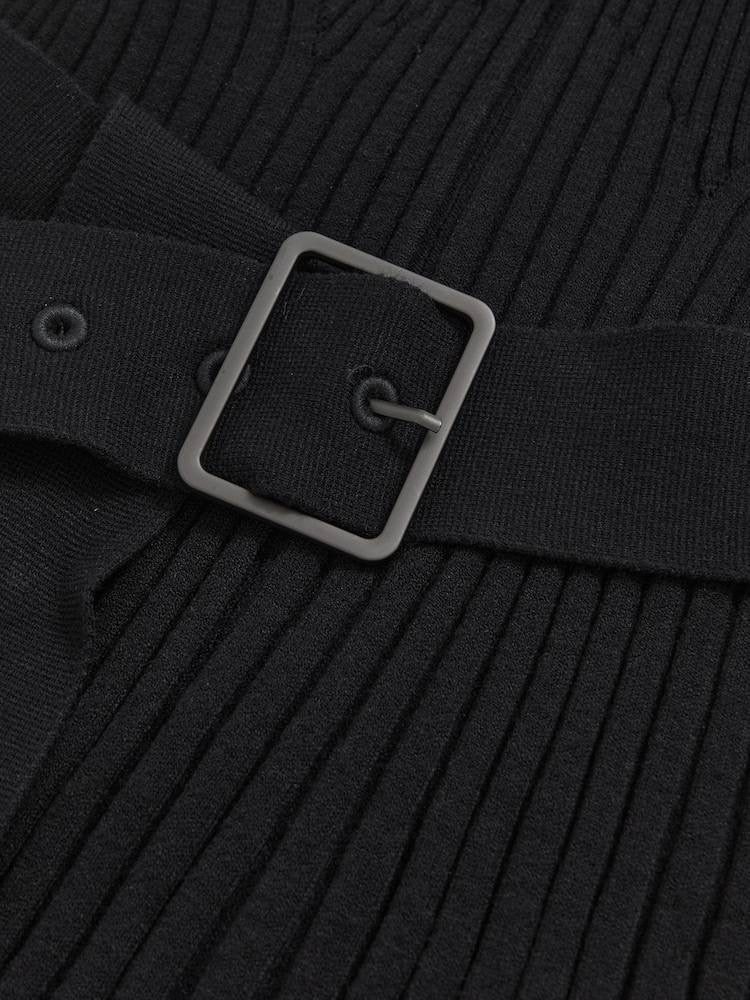 RS Vienna Rib-Knit Belted Half-Zip Flippy Dress