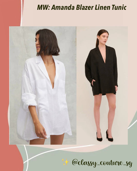 MW Amanda Blazer Linen Tunic Mini Shift Dress